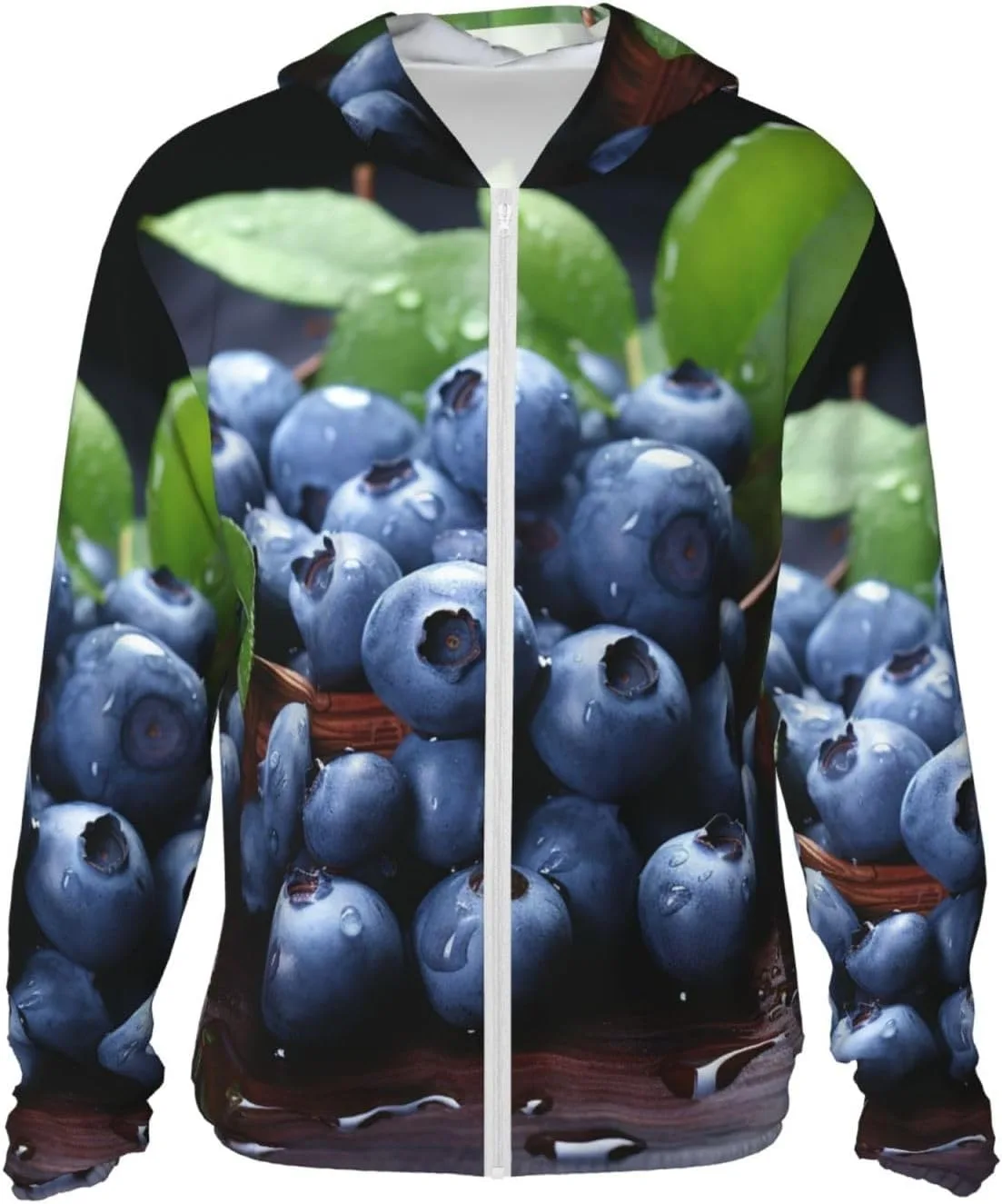 

Толстовка с защитой от солнца Delicious Blueberries Full Zip UPF 50+ с карманом HJBNW