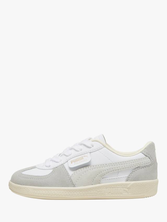Детские кеды Palermo из кожи PUMA, White/Grey/Almond — фото 4