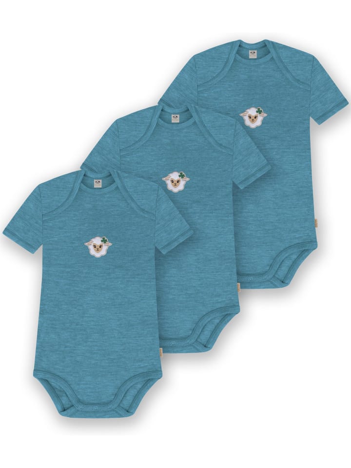 

Normani Outdoor Sports Комплект из 3 детских боди с коротким рукавом из мериносовой шерсти, цвет Тауранга, синий