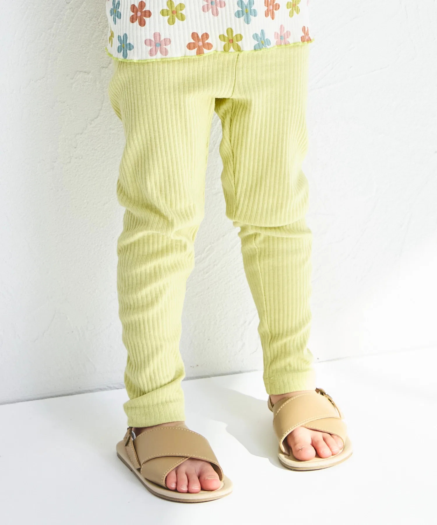 Детские хлопковые рифлёные леггинсы Pairmanon зелёные