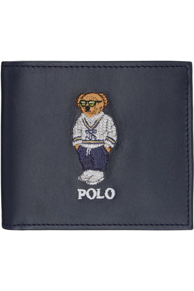 

Кошелек из медвежьей кожи Polo Ralph Lauren, цвет newport navy