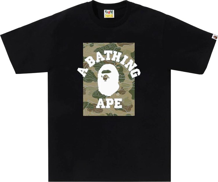 

Футболка BAPE Layered Line Camo On College 'Black/Beige', черный