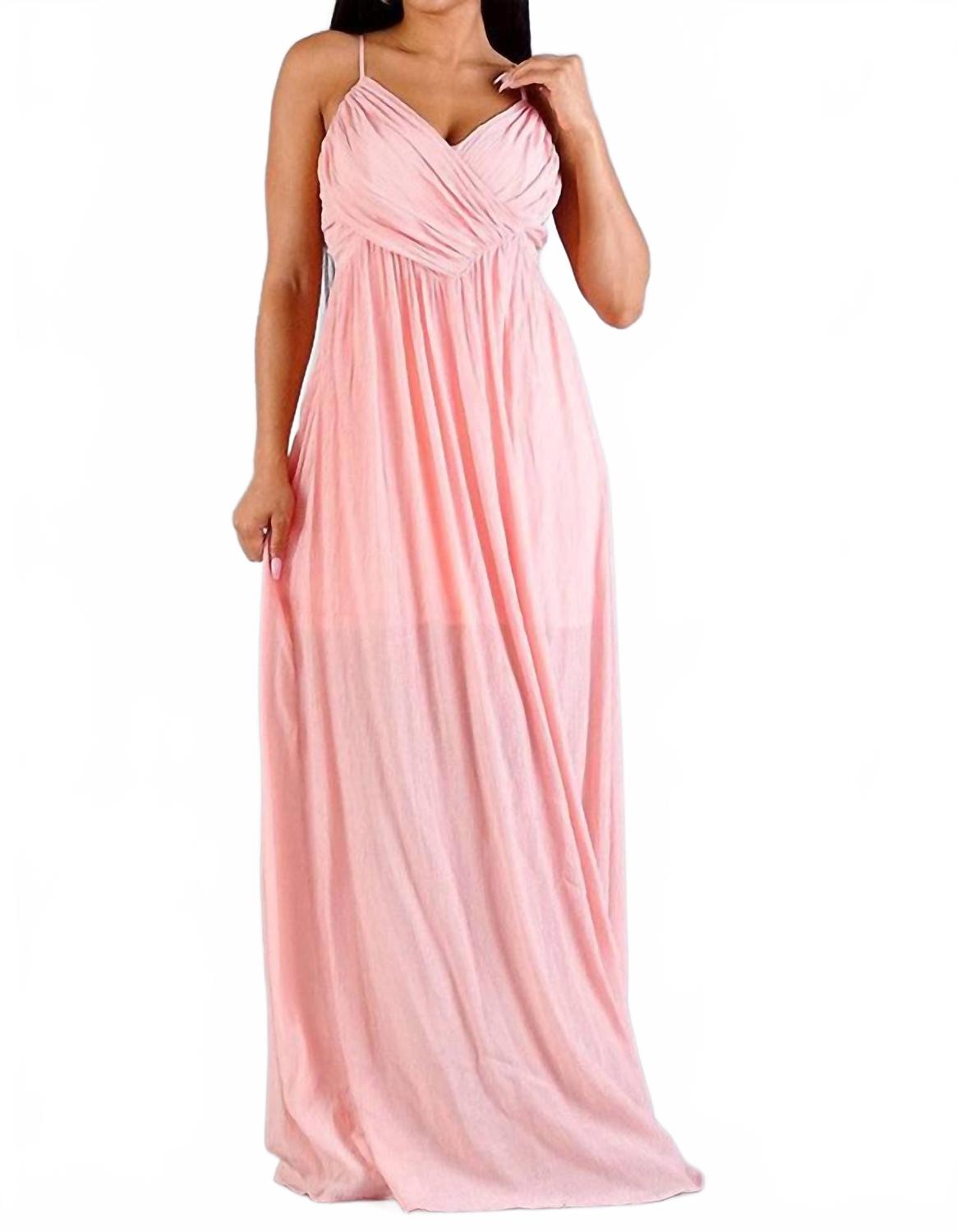 

Платье макси с перекрещивающимися бретельками спереди и сборками розового цвета Cefian, розовый