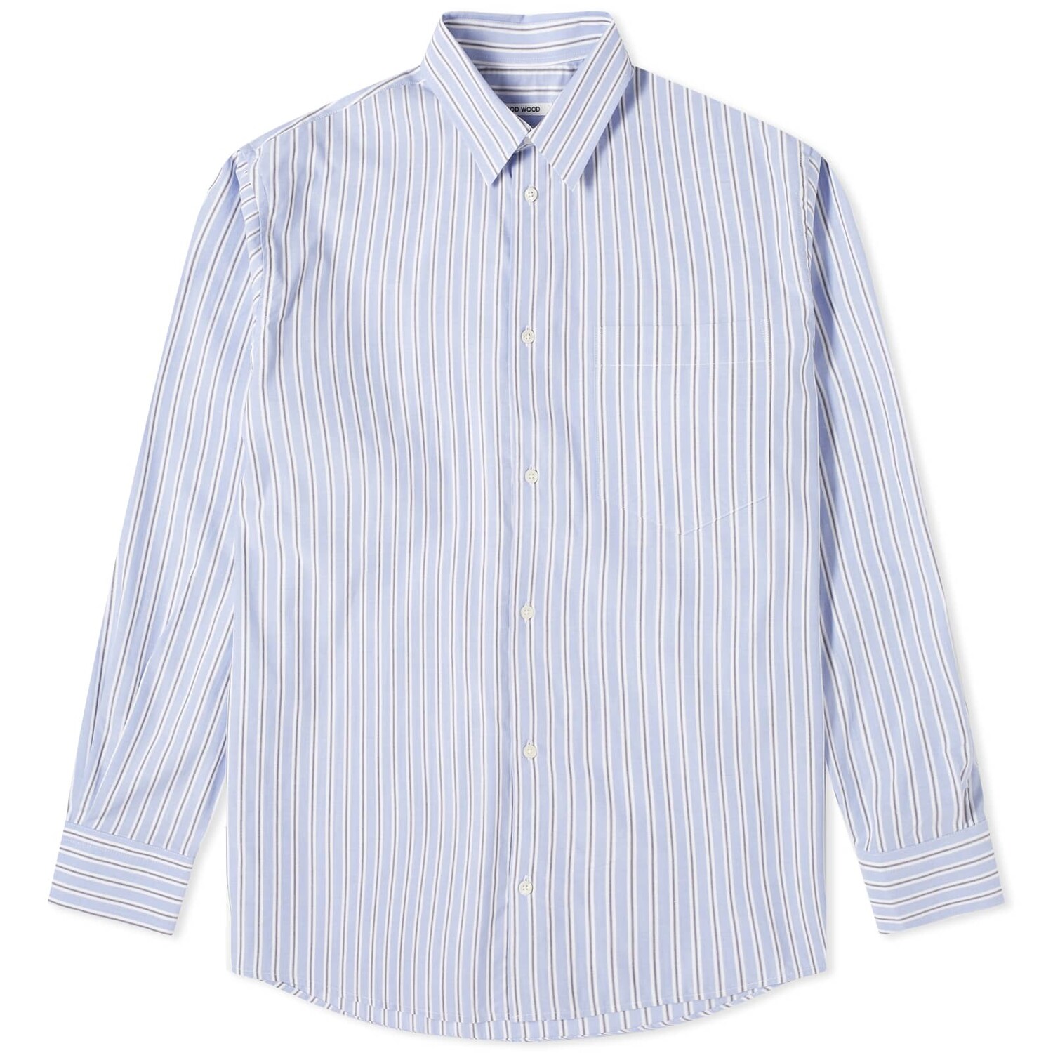 

Рубашка Wood Wood Nico Stripe, цвет Azure Blue Stripes