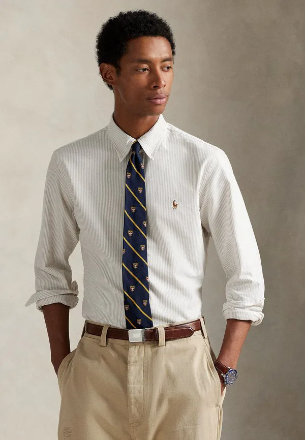 Рубашка-Оксфорд в полоску, сшитая на заказ. Polo Ralph Lauren, Coastal Beige/White