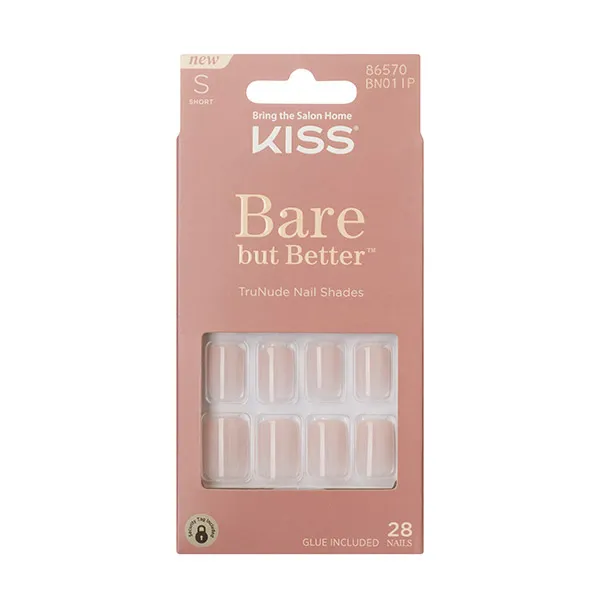 

Нюдовые накладные ногти Bare But Better Nude Kiss, цвет short squoval