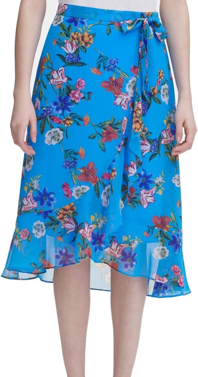 

Женская юбка Calvin Klein с оборкой спереди и завязкой, Ocean Multi