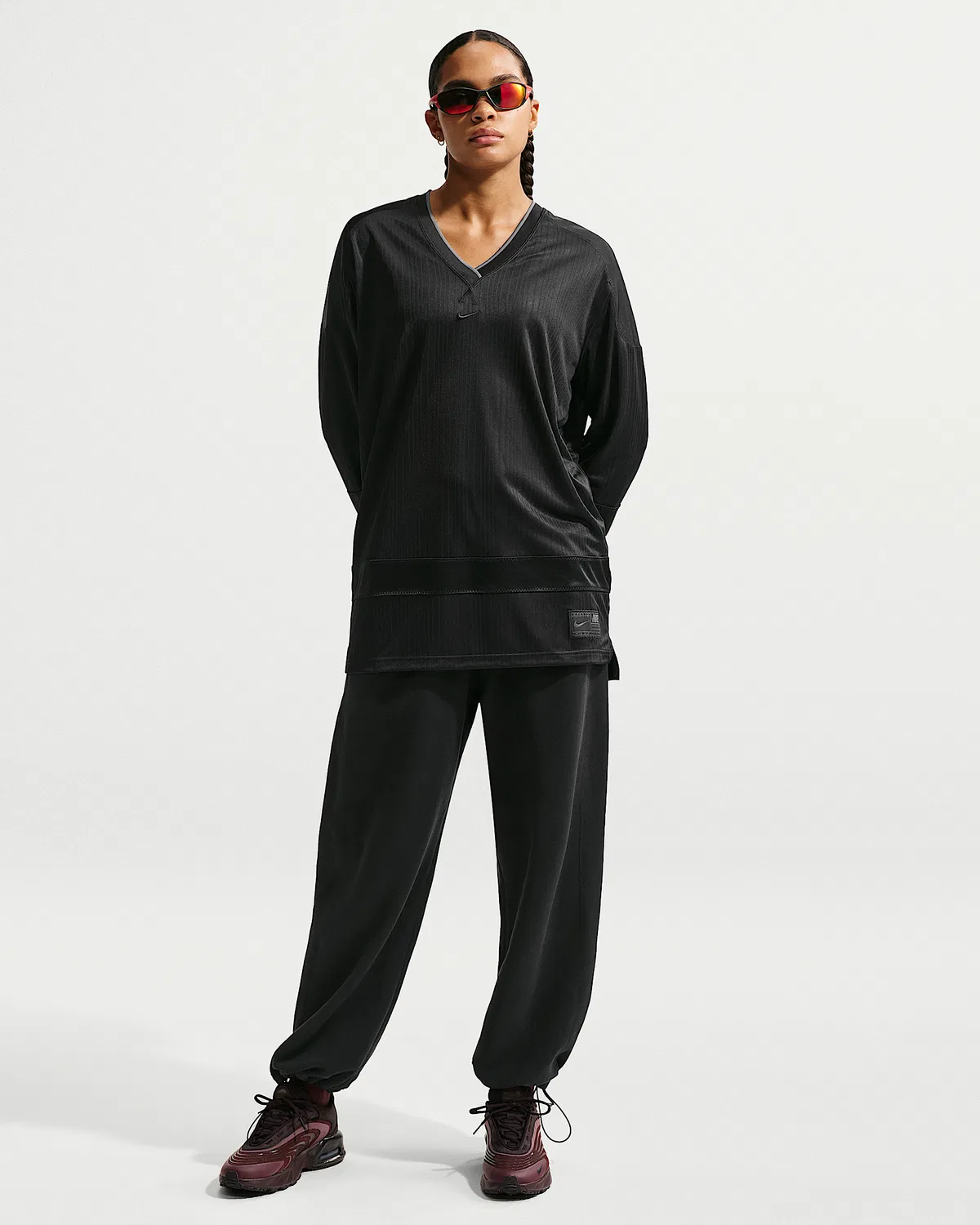 Женская оверсайз-туника из джерси Nike Sportswear, Black/Black/Black — фото 4