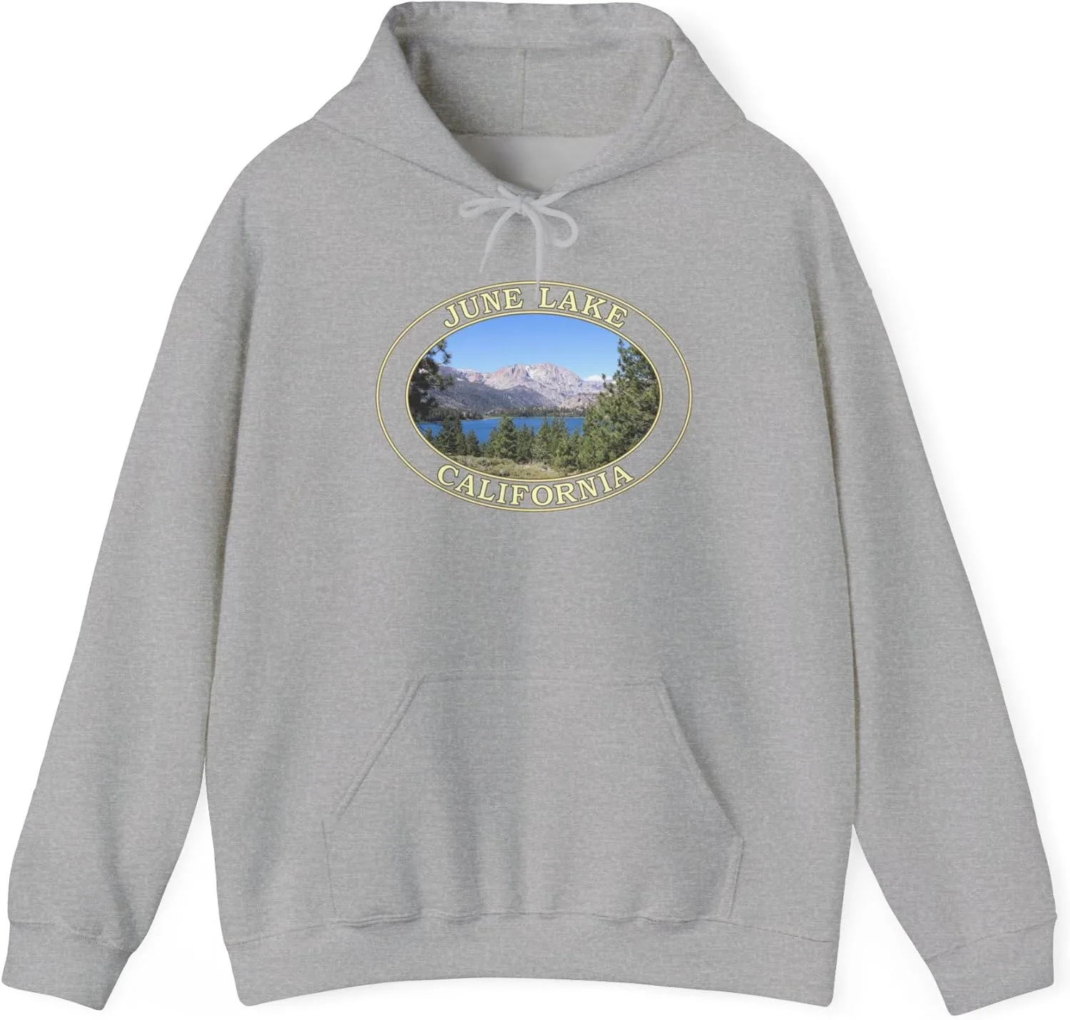 Худи June Lake California - Уютная толстовка GentleSeas с дизайном Mountain Lake - Мягкий теплый флис для любителей природы GENERIC, серый