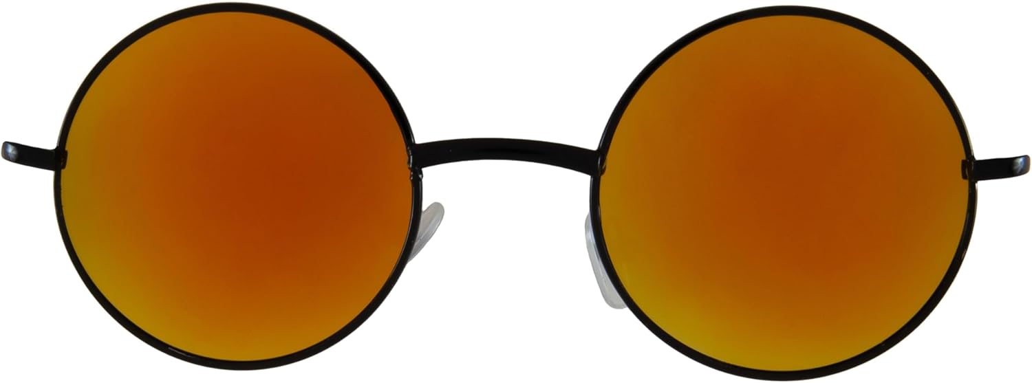 

Круглые солнцезащитные очки OWL в металлической оправе, в стиле хиппи, с защитой от УФ-излучения UV400, поликарбонатные линзы, очки Джона Леннона для мужчин и женщин, Orange Mirror / Black