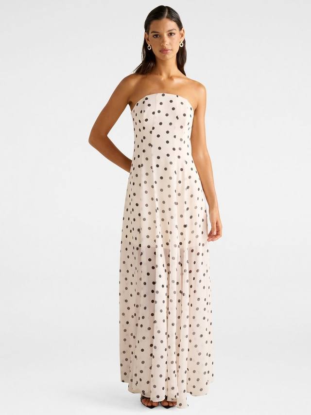 

Платье макси Kimora Spot без бретелей Forever New, Porcelain