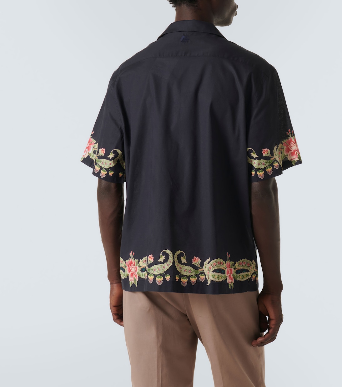 Рубашка для боулинга из хлопка с цветочным принтом Etro, Print On Blue Base — фото 4