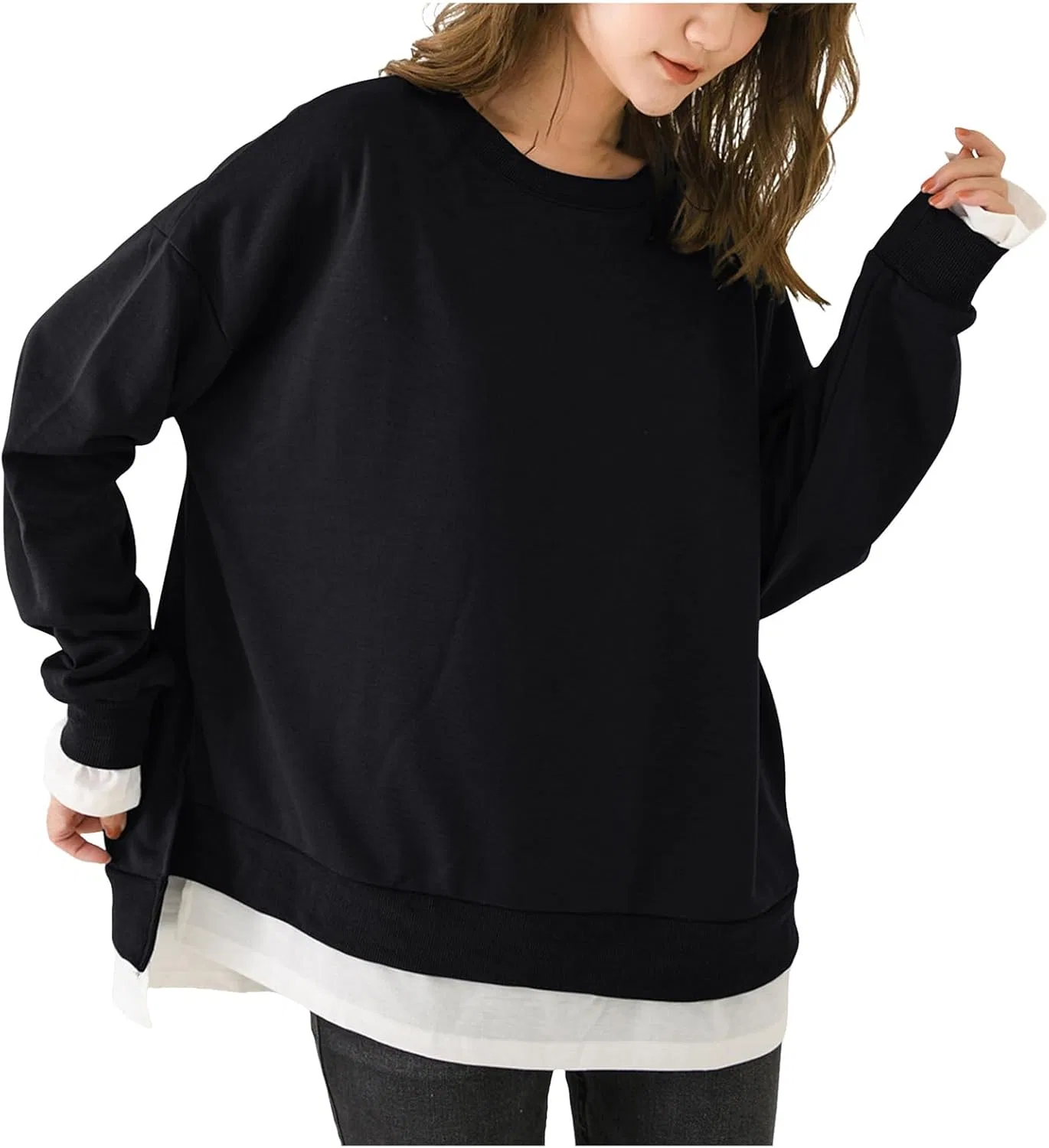 Блуза, повседневная, Women's Sweatshirt, черный