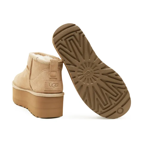 Ботинки кожаные UGG с добавлением шерсти, бежевый — фото 4