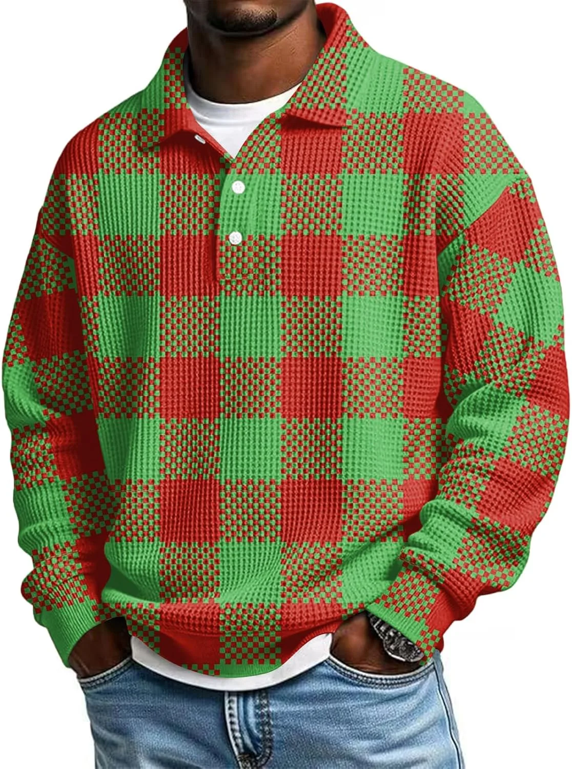 

Мужская поло с длинным рукавом Big and Tall Waffle Knit Tie Dye