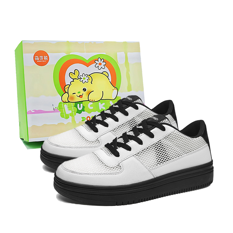 

Нескользящие износостойкие низкие мужские кроссовки Budding Bear, Black White