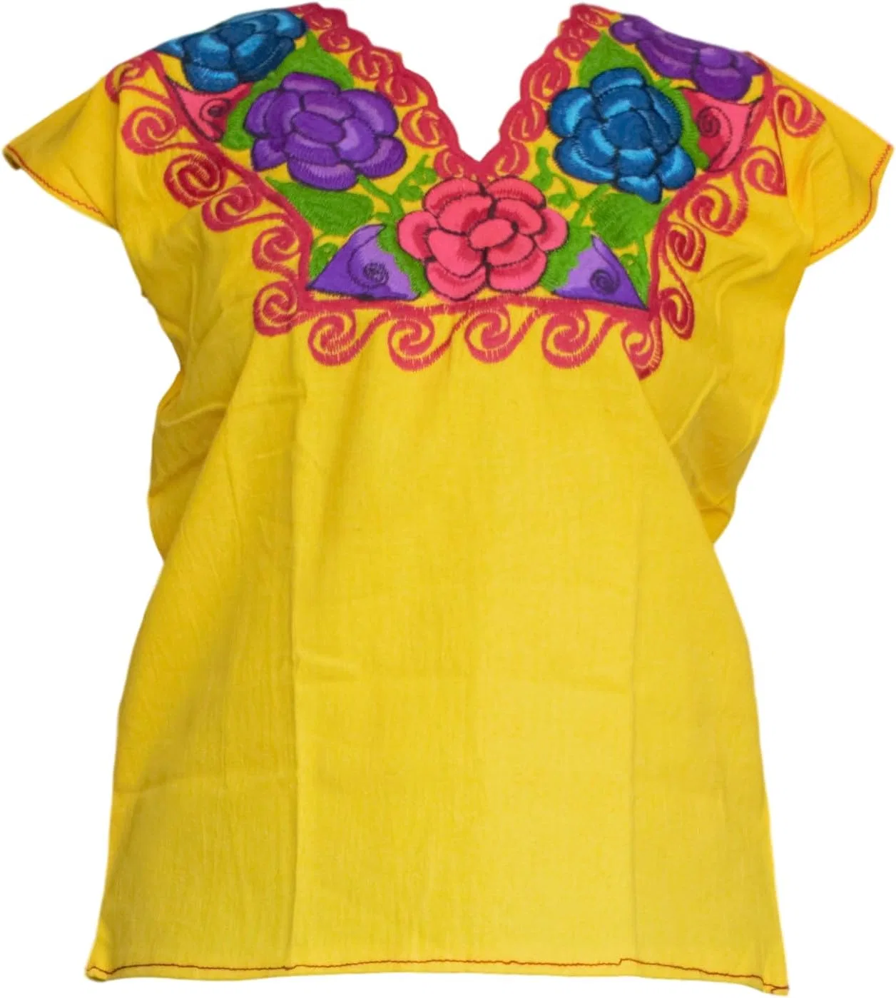 Блуза с цветочной вышивкой, Peasant Top, желтый