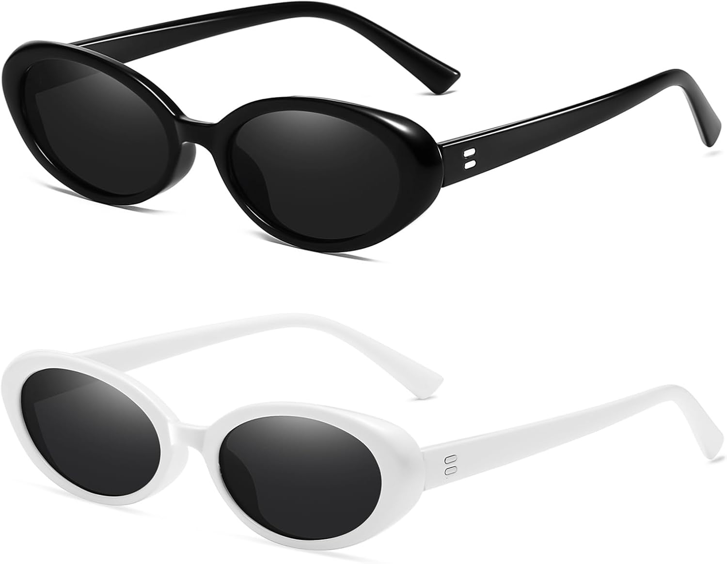 

Ретро овальные солнцезащитные очки для женщин и мужчин, модные маленькие овальные солнцезащитные очки в винтажном стиле 90-х Breaksun, 2 Pack (New Black/Grey+ White/Grey)