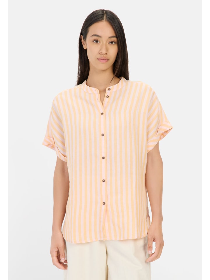 

Полосатая блузка оранжевого цвета из смеси льна и лиоцелла. Camel Active