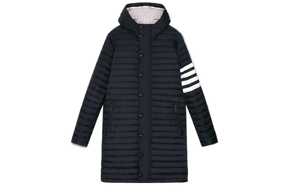

THOM BROWNE Четырехслойное пуховик с капюшоном, Marine Blue