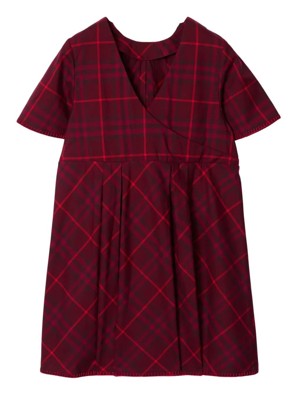 Клетчатое платье со складками BURBERRY KIDS, красный — фото 2