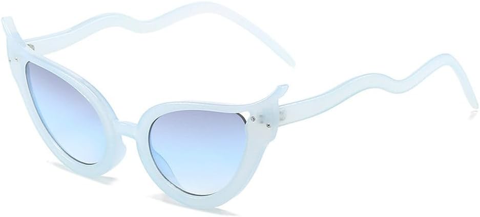 

Винтажные солнцезащитные очки «кошачий глаз» черного цвета для женщин и мужчин, модные панк-очки в женском стиле, трендовые очки с защитой от УФ-излучения UV400 TKKTLLT, Blue-blue