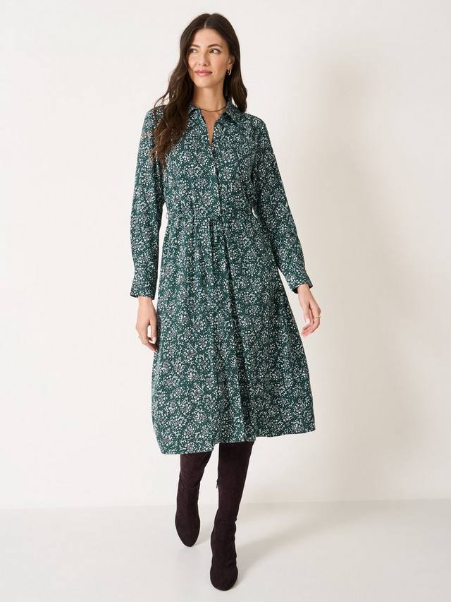 

Платье-рубашка Victoria с цветочным принтом Ditsy Crew Clothing, Dark Green