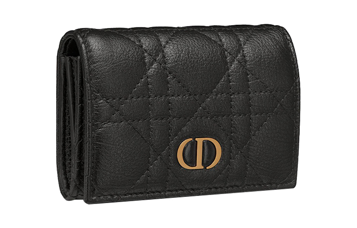 DIOR Кардхолдер из мягкой телячьей кожи миниатюрный женский черный — фото 2