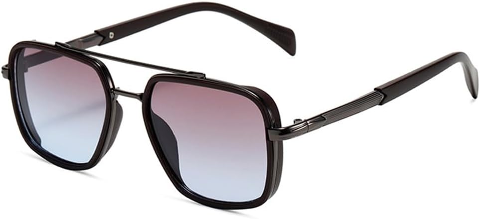 

Солнцезащитные очки с двойной перемычкой для женщин, ретро-градиентные, с защитой от УФ-излучения UV400; солнцезащитные очки в стиле панк для мужчин, для активного отдыха на природе LANGSER, Coffee Gun Tea Blue