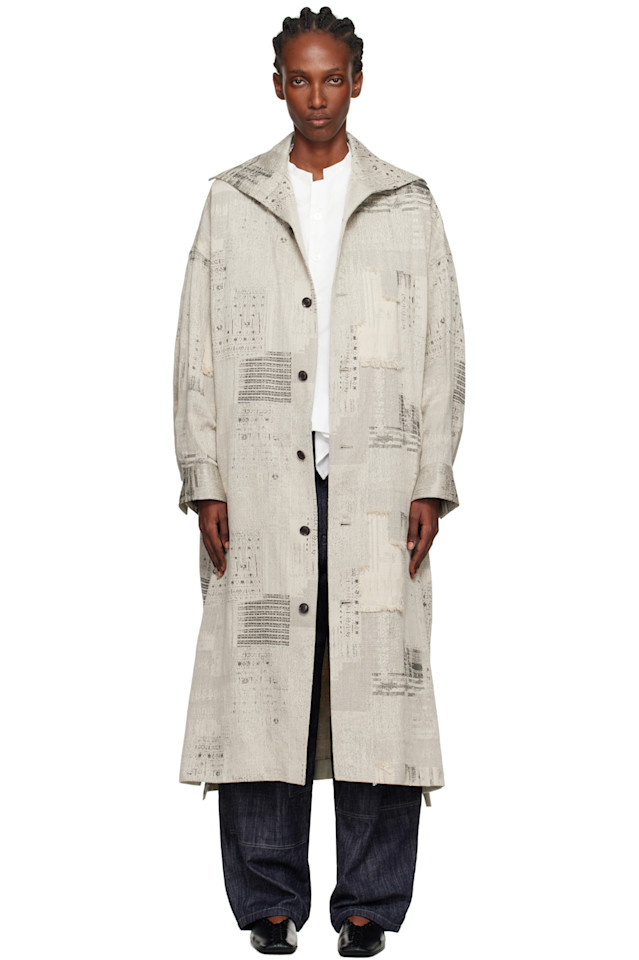 

Y'S Бежевое пальто-стойка большого размера