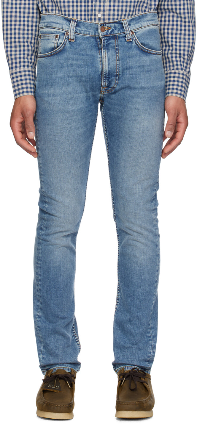 

Синие джинсы Lean Dean Nudie Jeans, Broken blue