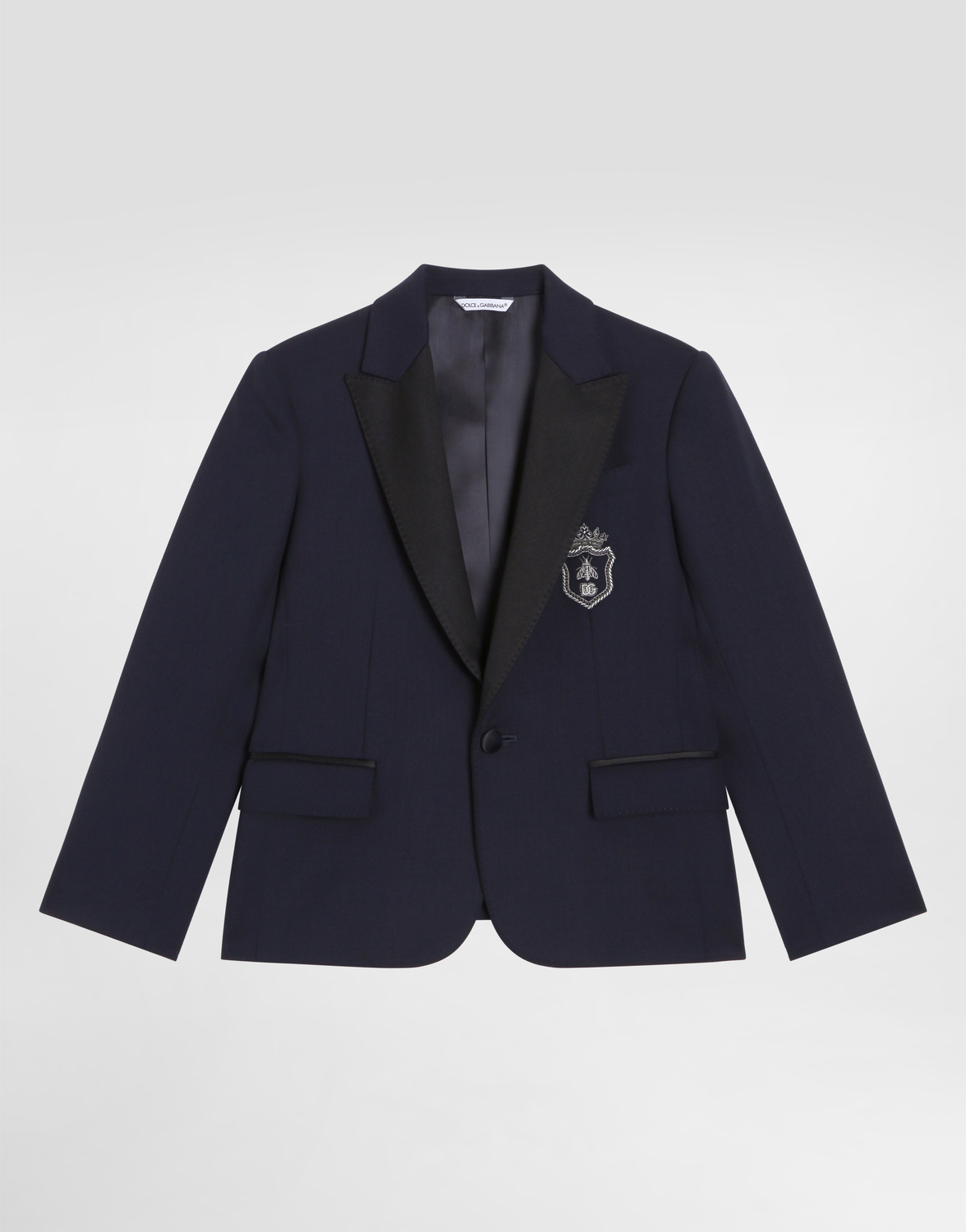 

Однобортный пиджак из би-стретч сальи DOLCE & GABBANA, синий