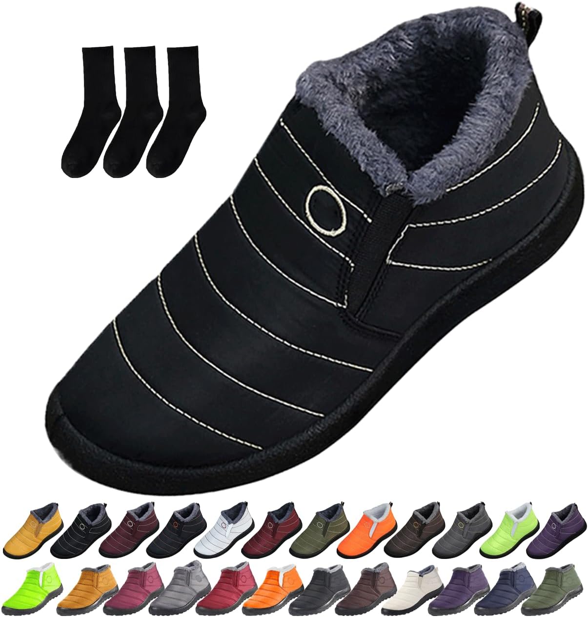 

Женские и мужские снежные ботинки, утепленные ботильоны для снега, удобные легкие кроссовки, теплая и комфортная обувь на зиму Generic, черный