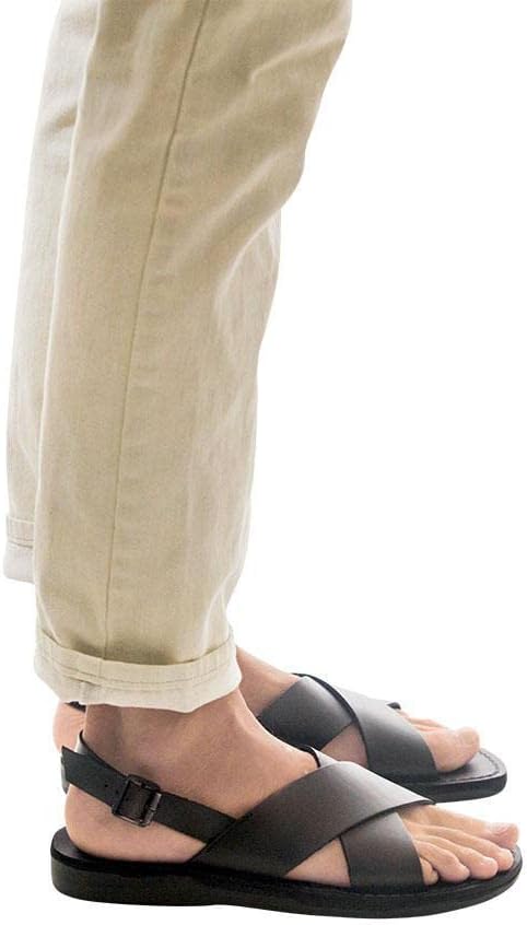Сандалии Elan Buckle с толстым кожаным ремешком, мужские Jerusalem Sandals, черный — фото 3