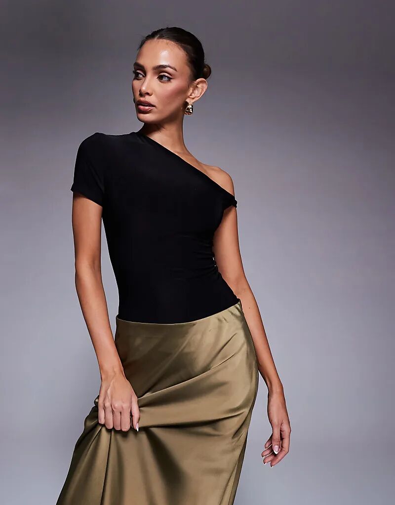 

Боди Fashionkilla с двойным лифом и асимметричными перекрученными деталями, черного цвета
