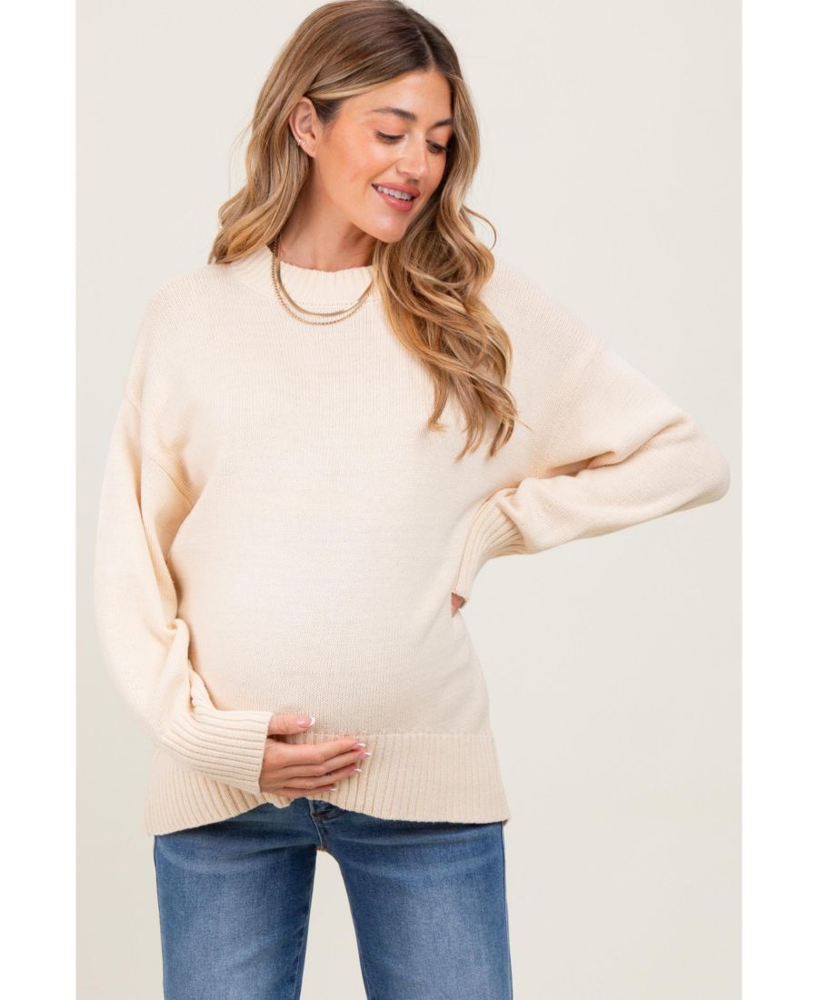 

Свитер для беременных бордового цвета с приспущенными плечами, свободного кроя Pinkblush, Cream