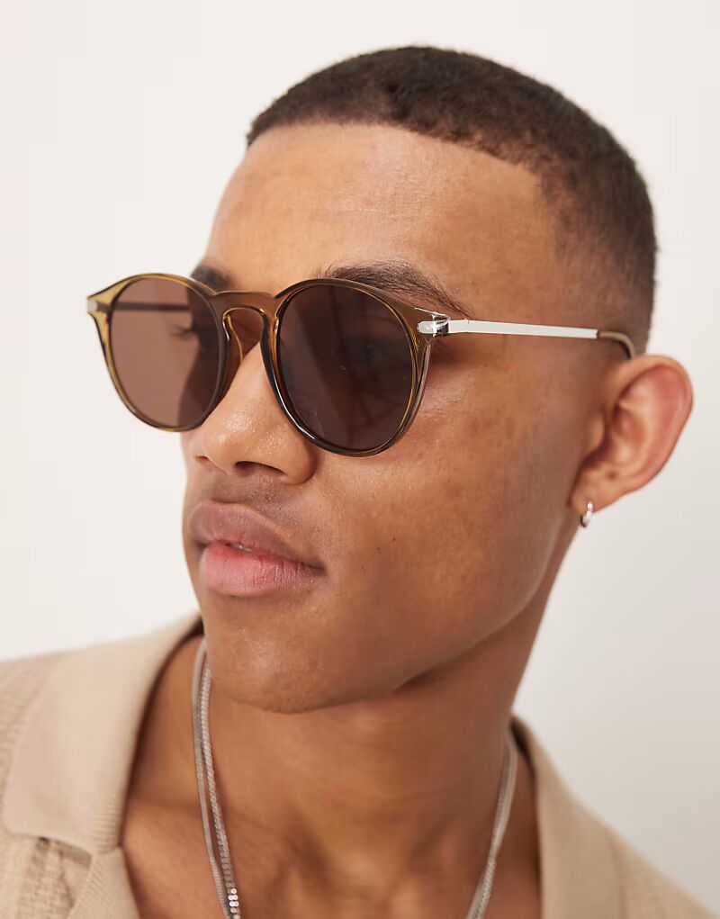 

Круглые солнцезащитные очки ASOS DESIGN с линзами и оправой цвета хаки