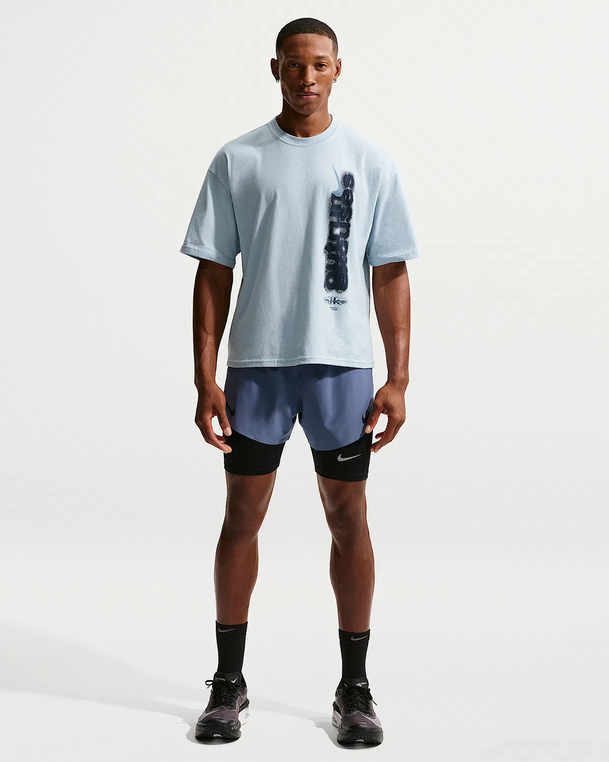 Мужская футболка для бега с коротким рукавом Nike, Light Armory Blue/Thunder Blue — фото 4