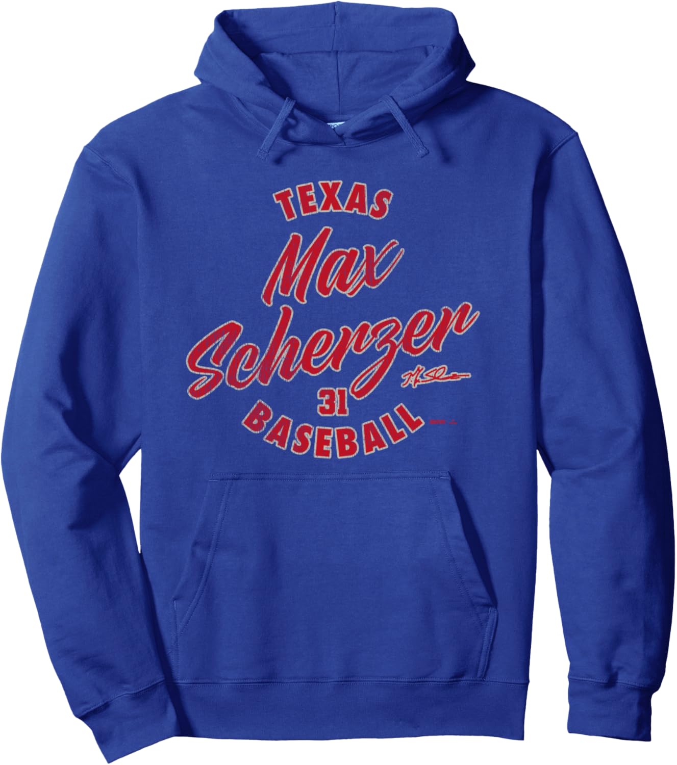 

Худи Max Scherzer Texas Baseball Vintage Cursive MLBPA Ryno Sports, синий