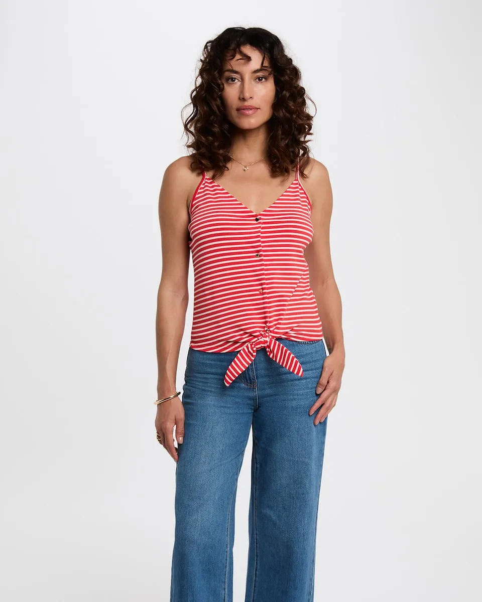 

Женский короткий топ на бретелях с V-образным вырезом Morgan, красный/белый