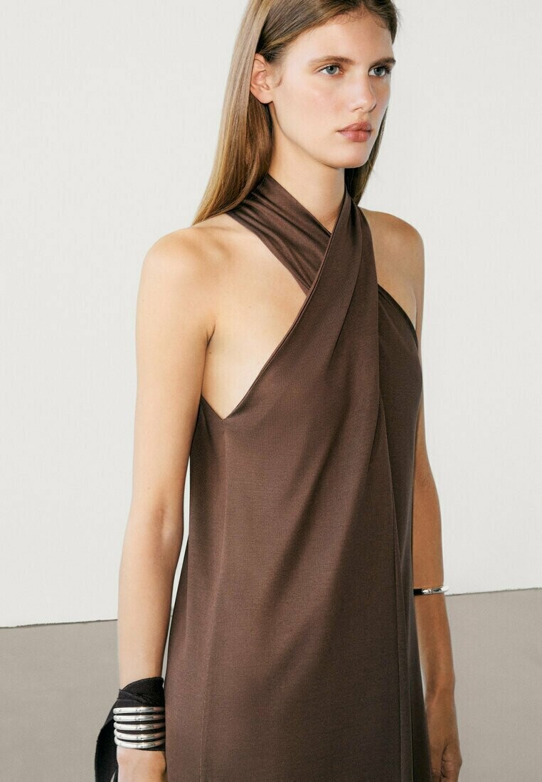 

Дневное платье Crossover Halterneck Massimo Dutti, темно-коричневый