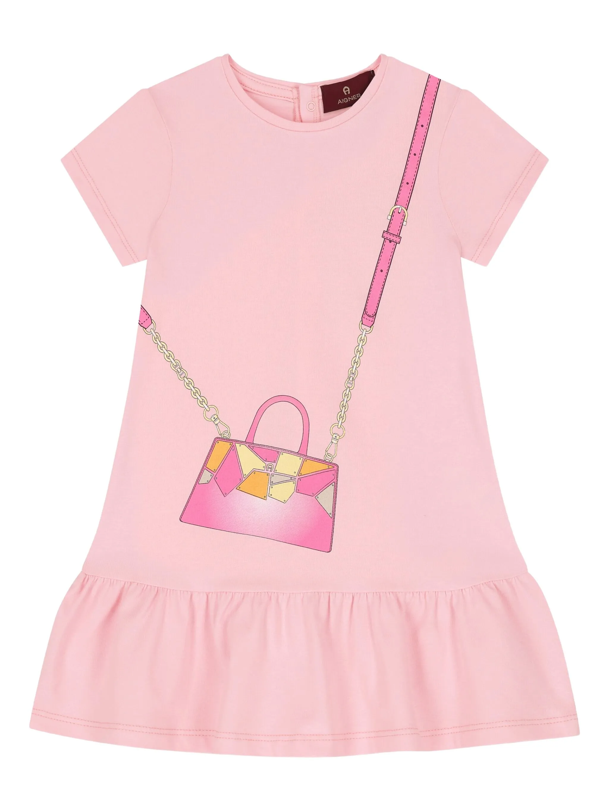 

Расклешенное платье с графичным принтом Aigner Kids, розовый