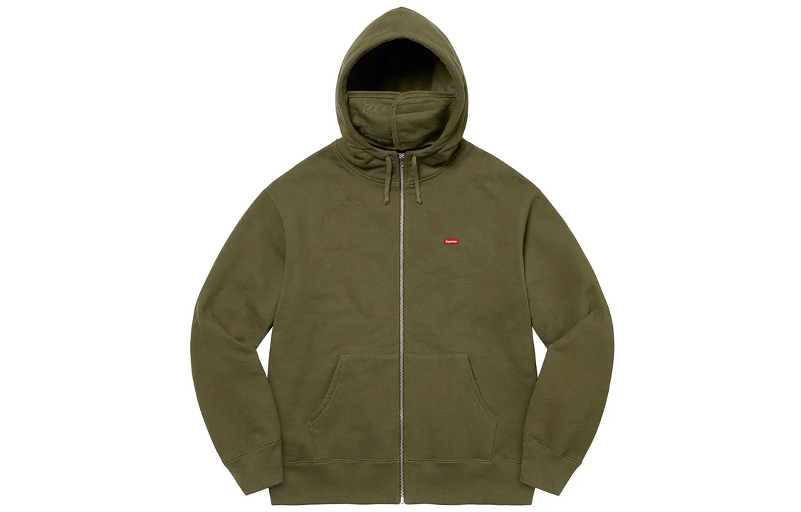 Толстовка с капюшоном на молнии Small Box Facemask FW21 Supreme, темно-оливковый