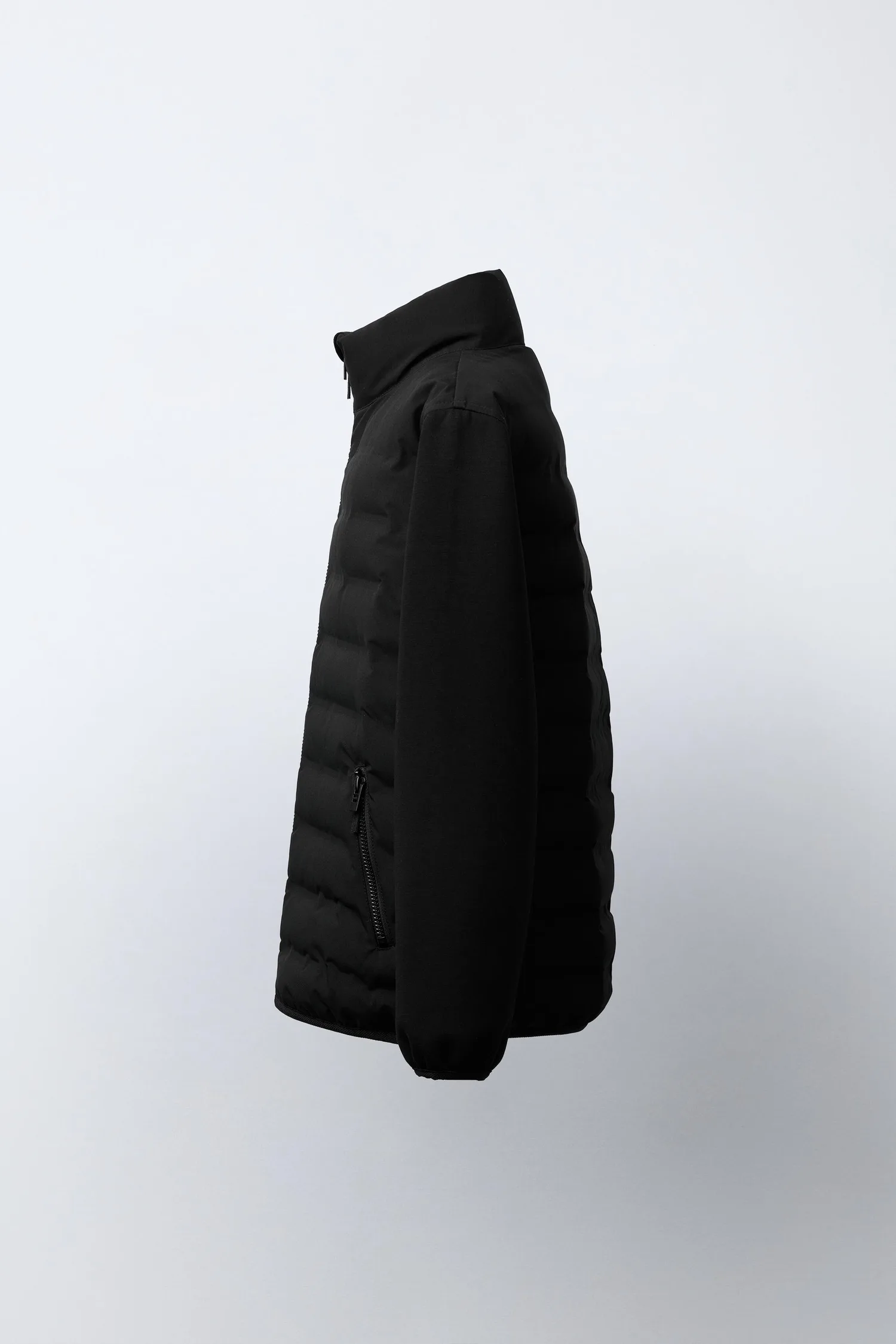 Стеганая куртка с неопреновыми рукавами Zara, черный — фото 3