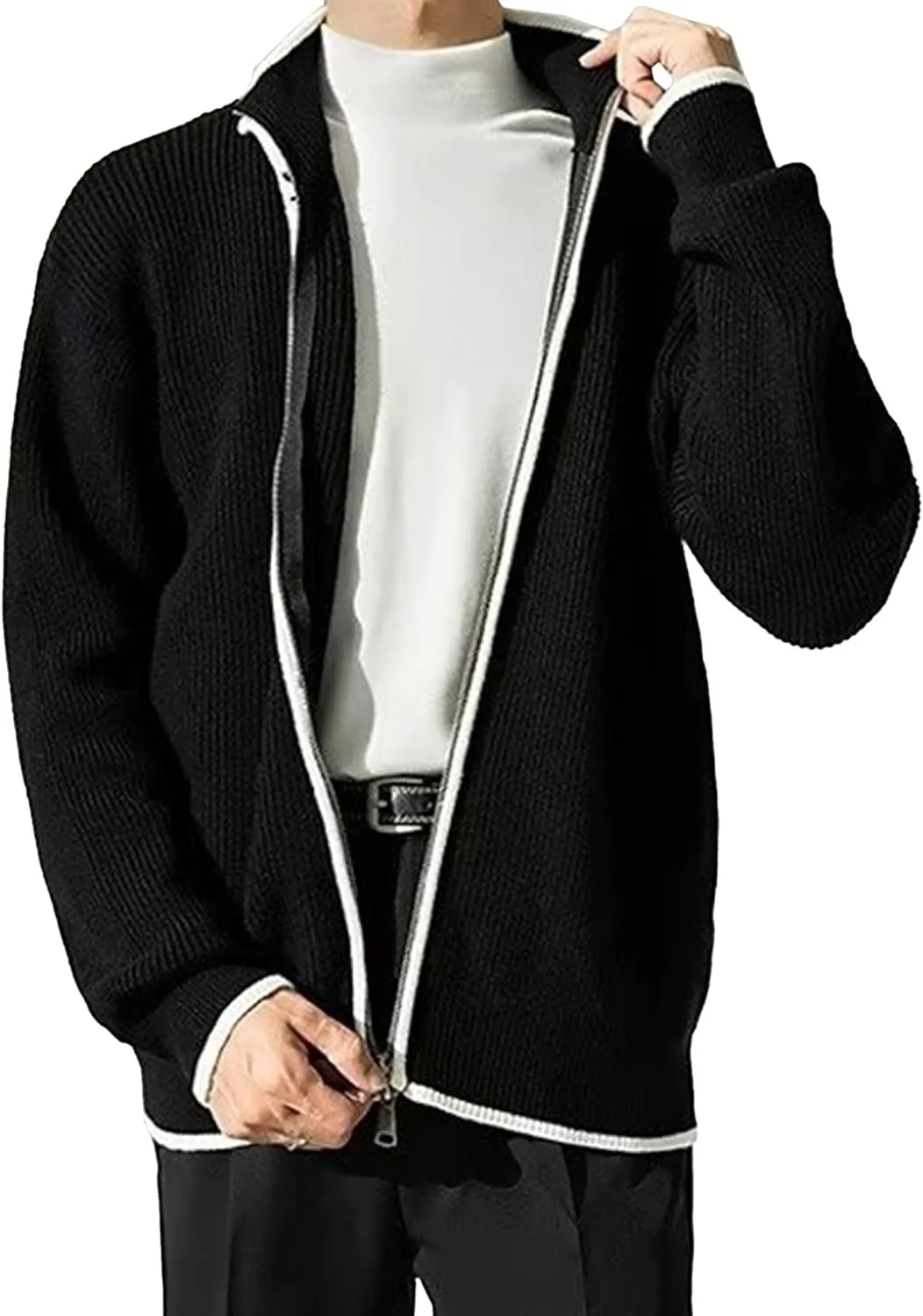 

Мужской свитер с воротником-стойкой и рельефным узором JEShifangjiusu