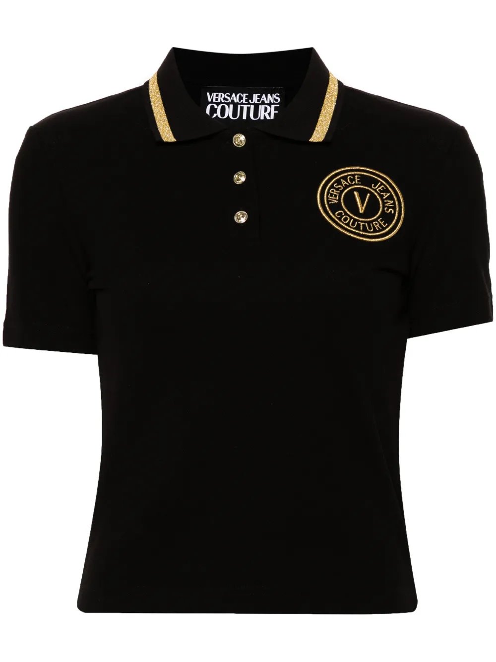 

Рубашка поло V-Emblem из ткани пике Versace Jeans Couture, черный