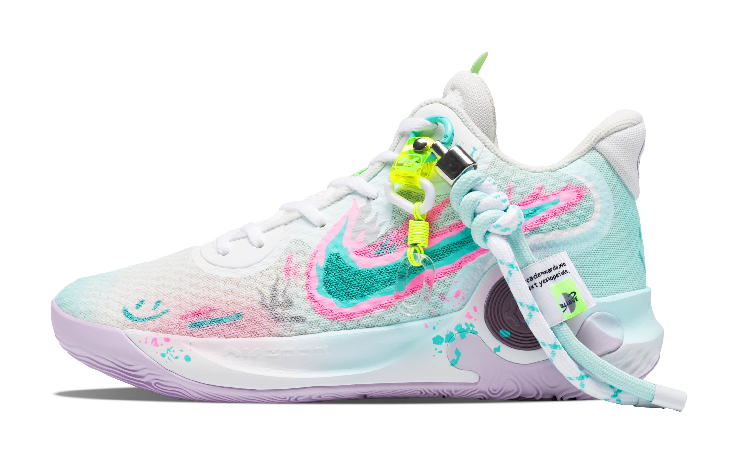 

Кроссовки Nike KD Trey 5 IX Vintage Basketball Shoes Unisex Low-top Pink-green-white, розовый