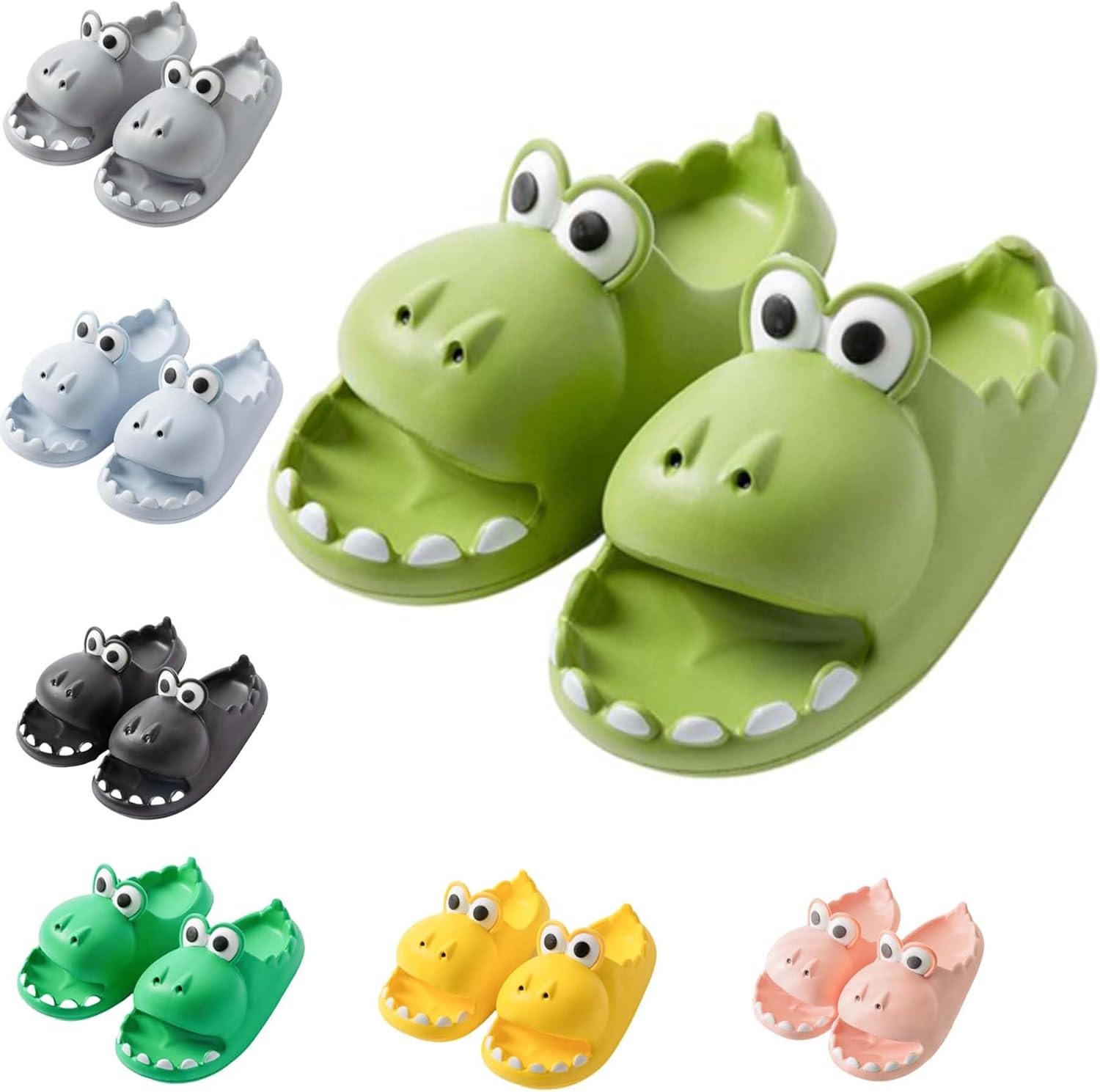 

Сланцы с динозаврами для женщин, мужчин и детей, милые детские облачные тапочки с противоскользящей подошвой, с открытым носком, для пляжа, бассейна, спа и плавания летом (размер 6.5-7.5 (24 см), желтые) Znel