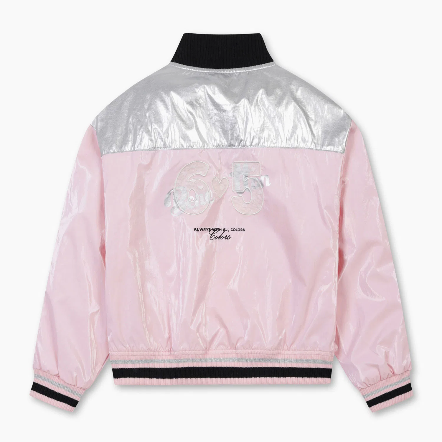 Детский блестящий бомбер Shiny, розовый, от Benetton Kids — фото 2