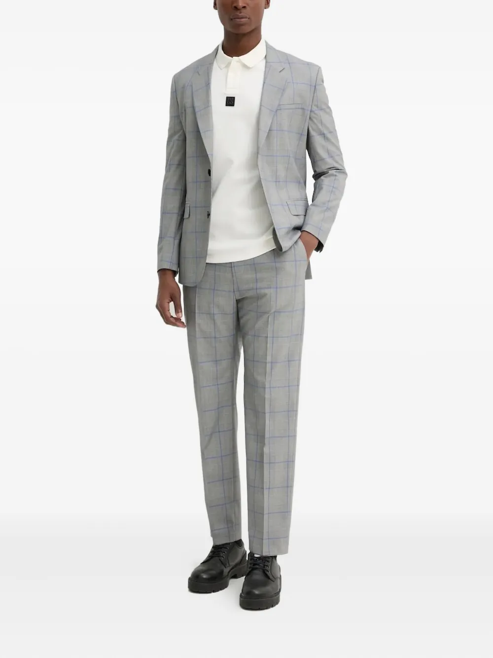 

Клетчатый костюм с однобортным пиджаком Hugo, серый